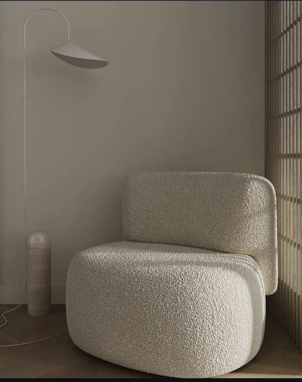 single boucle swivel chair