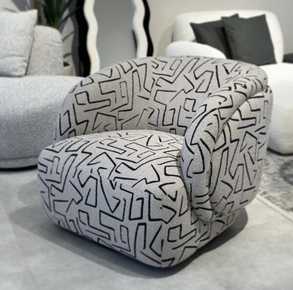 single boucle swivel chair