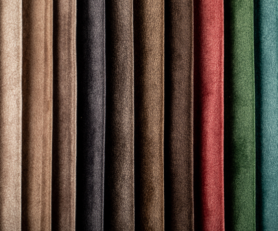 brown and blue color palette tailoring leather tissues in catalog